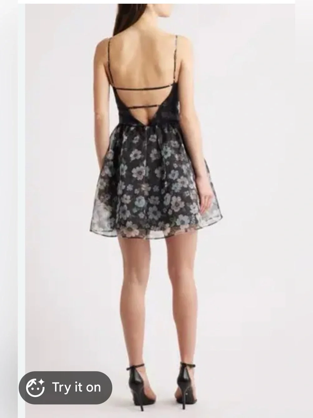 Lulus' Black Floral Tulle Party Dress